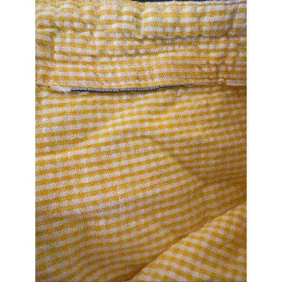 Women’s medium yellow plaid daisy embroidered button up short sleeve shirt 90s s - Picture 4 of 5